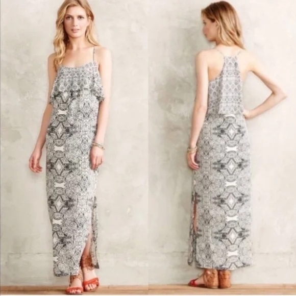 Anthropologie Vanessa Virginia Talitha Beaded Flounce Maxi Dress - Picture 2 of 12